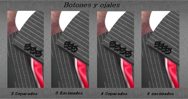 Ojales y botones de 3 y 4 normales y 3 y 4 encimados 